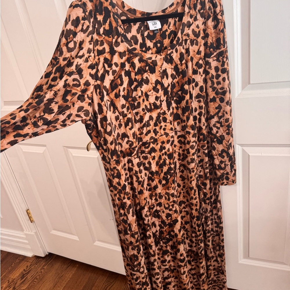 Leopard Print Long Sleeve Dress - Picture 3 of 5